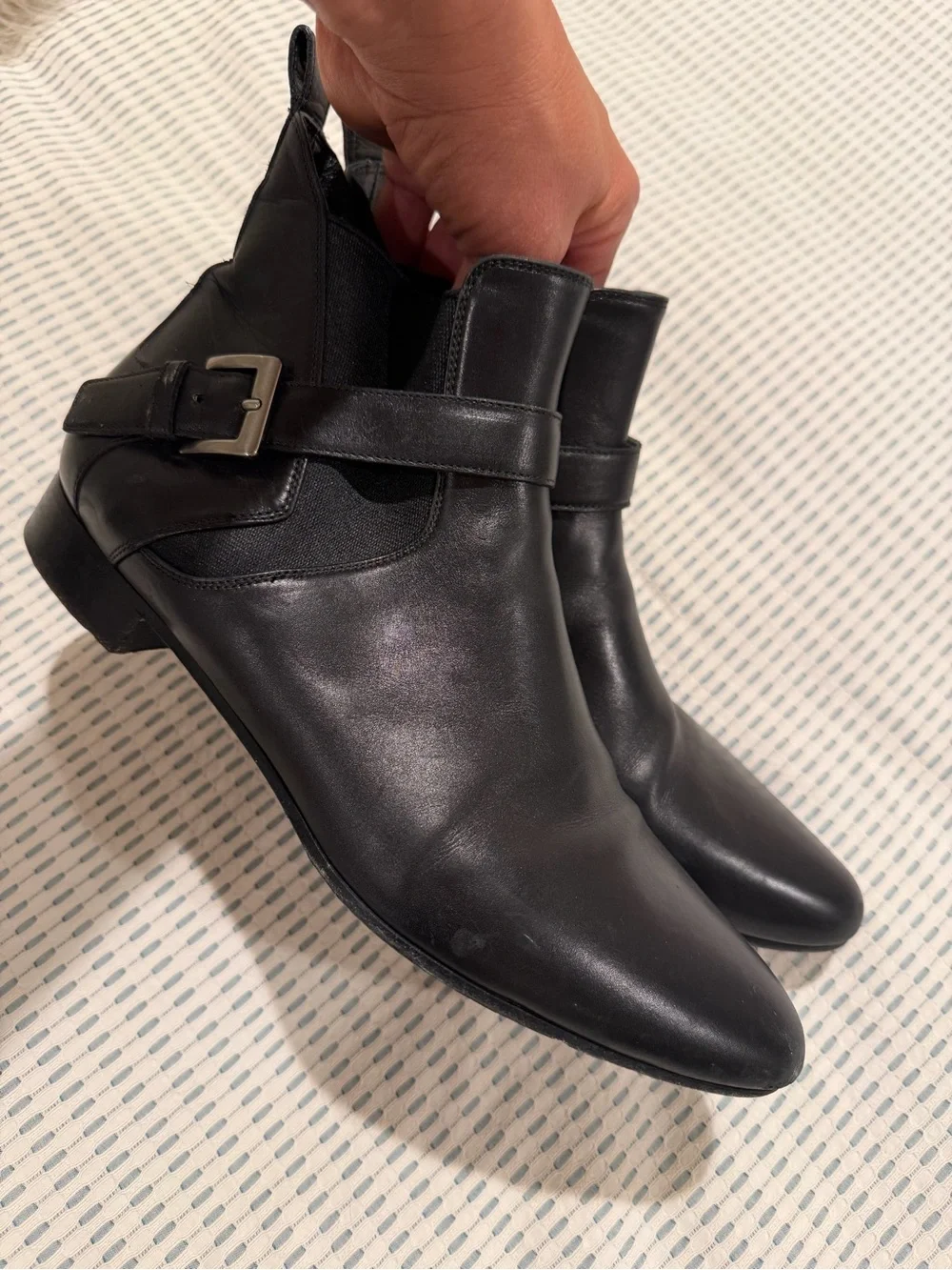Miu Miu Black Leather Ankle Booties with Side Strap Size 9